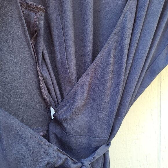 Reformation 1X Chamomile Wrap Dress Navy Blue Plus Size Solid - Picture 5 of 14